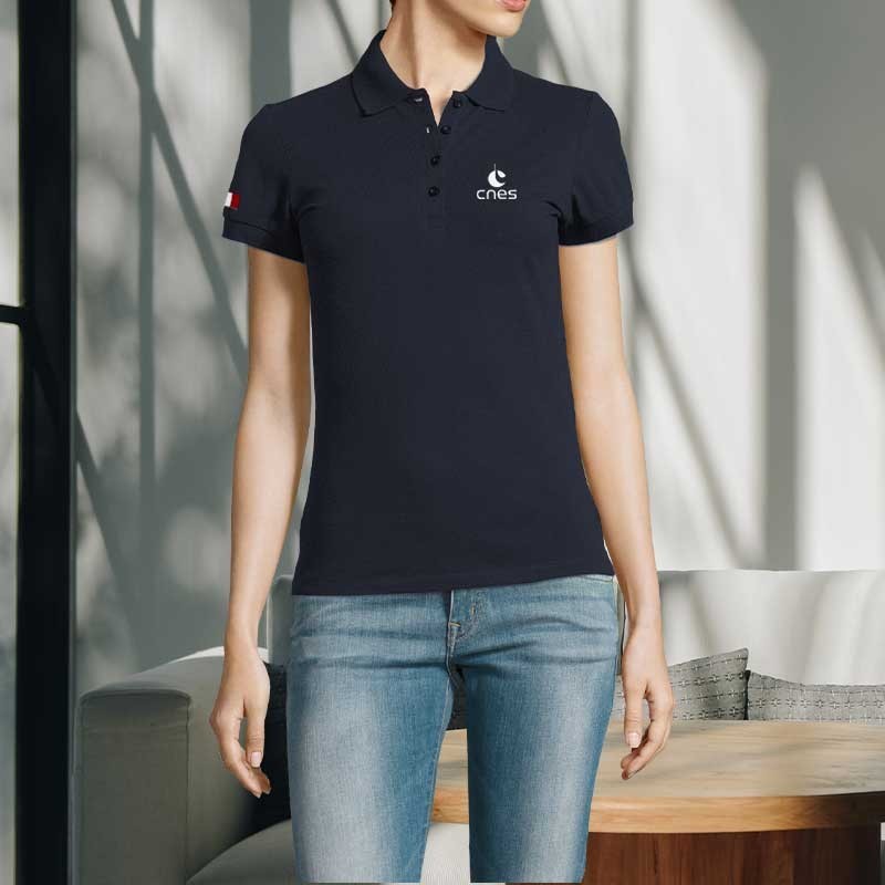 Polo Femme "Made in CNES" bleu marine
