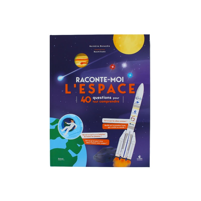 Livre "Raconte-moi l'espace" et sa planche d'autocollants offerte